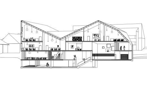 Crissier School - long section perspective