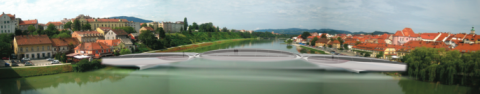 Tensairity bridge over Drava River